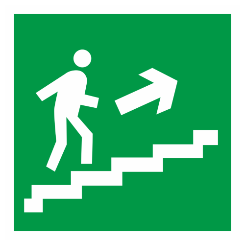 Знак Е15 "Направление к эвакуационному выходу по лестнице вверх" 200х200мм (ГОСТ)