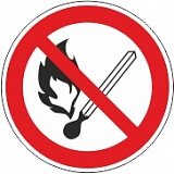 Знак P02 "Запрещается пользоваться открытым огнем и курить" 100x100 мм