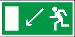 Знак E08 "Направление к эвакуационному выходу налево вниз" 300х150мм