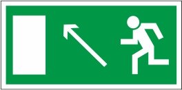 Знак Е06 "Направление к эвакуационному выходу налево вверх" 300х150мм (ГОСТ)