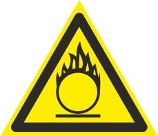 Знак W11 "Пожароопасно. Окислитель" 200x200x200мм
