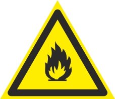 Знак W01 "Пожароопасно. Легковоспламеняющиеся вещества" 200x200x200мм