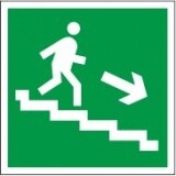 Знак Е13 "Направление к эвакуационному выходу по лестнице вниз, правосторонний" 200х200мм (ГОСТ2009)