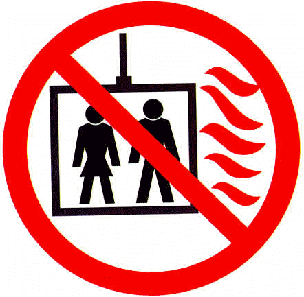 Знак P44 "Пользование лифтом во время пожара запрещено" 200x200 мм
