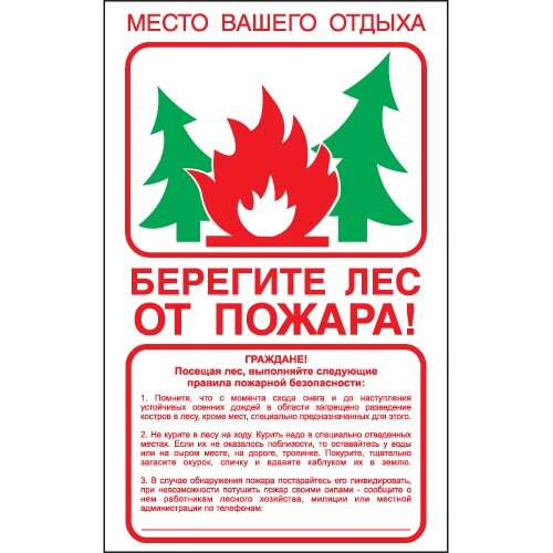 Плакат В-07 "Берегите лес от пожара" (500х800мм)